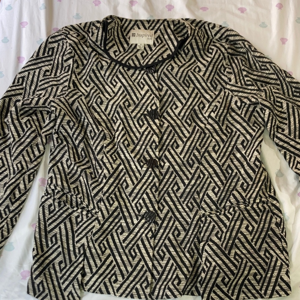 Inspired style Black and White Patterned Blazer